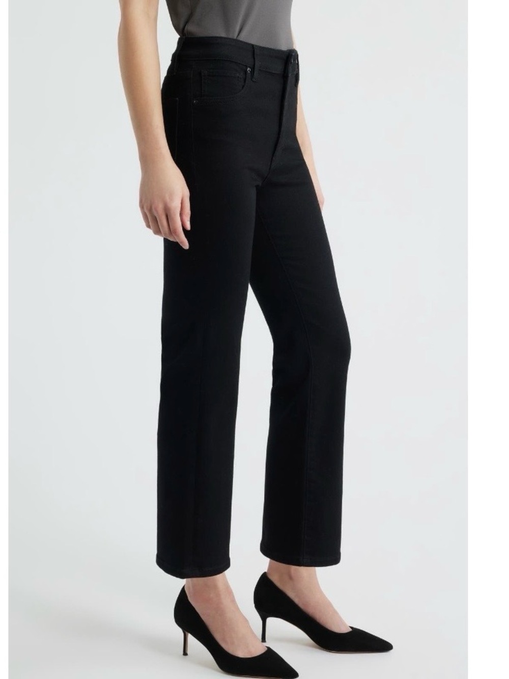 New FRAME The Reboot High Waist Ankle Length Bootcut Jeans Black Size 30 - Picture 3 of 12